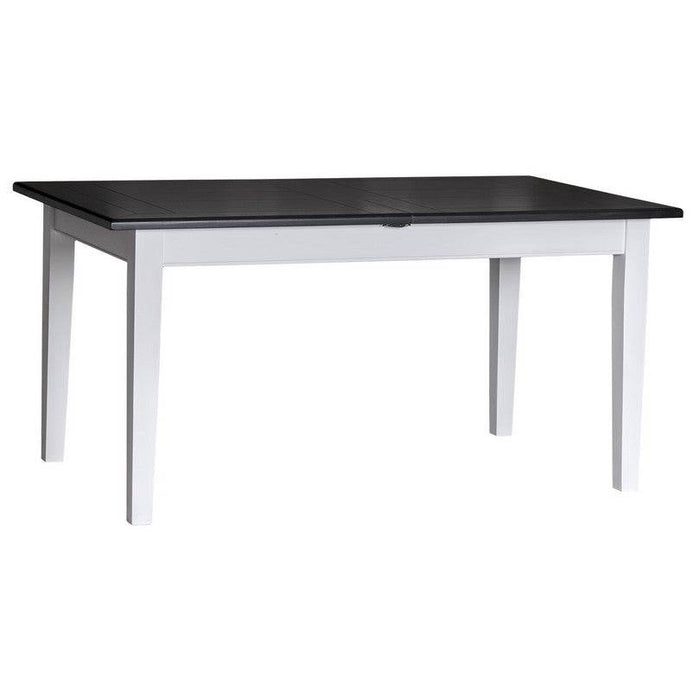 Ausziehbarer Esstisch aus Massivholz im Landhausstil - 160 /220 x 90 x78 - Schwarz | weiß