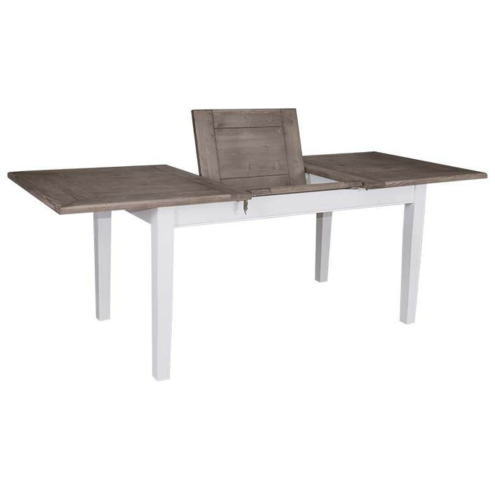 Ausziehbarer Esstisch aus Massivholz im Landhausstil - 160 /220 x 90 x78 - Grau | weiß