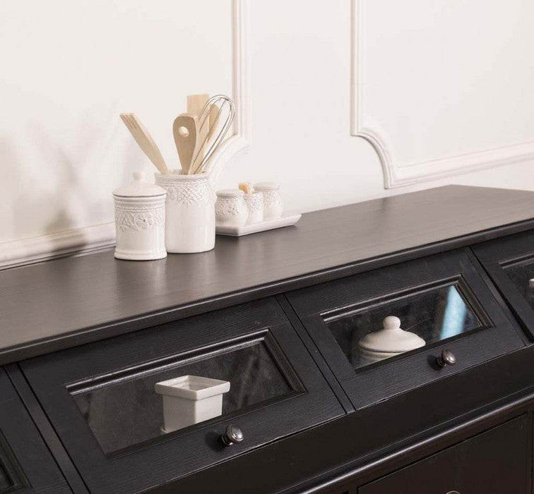 Großer Esszimmerschrank aus Massivholz mit Display und Kippfächern -