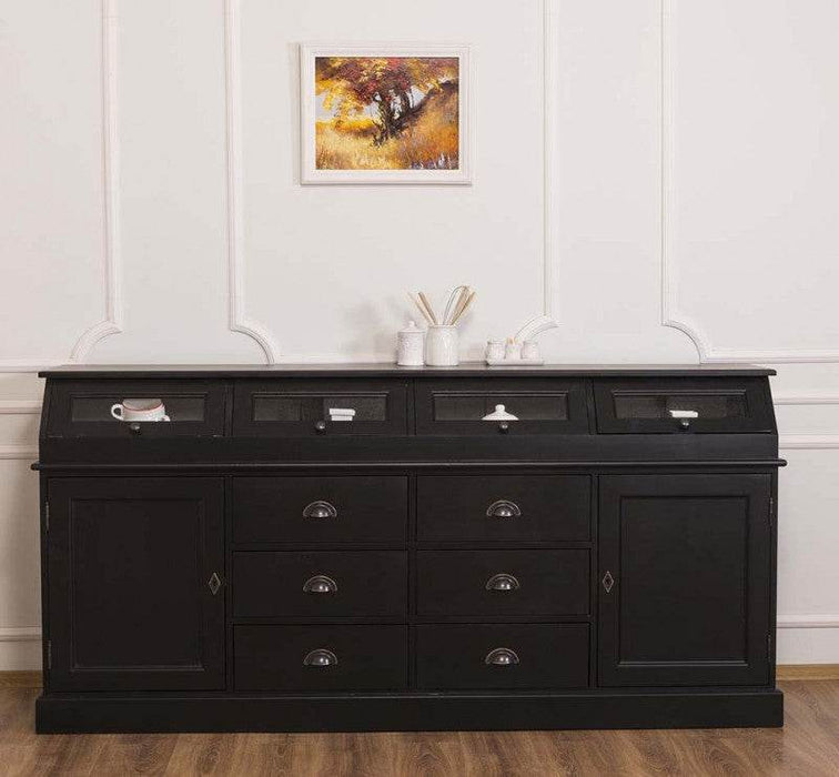 Großer Esszimmerschrank aus Massivholz mit Display und Kippfächern -