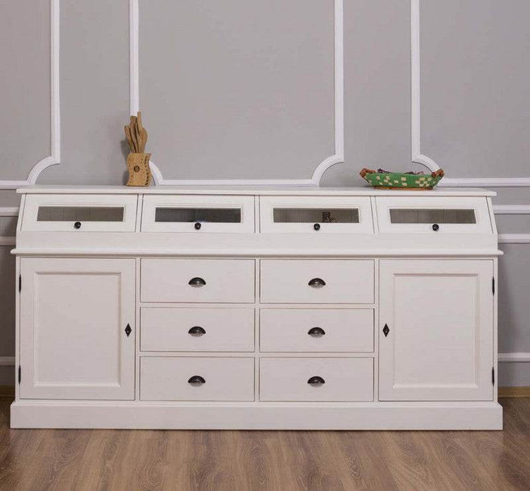 Großer Esszimmerschrank aus Massivholz mit Display und Kippfächern -
