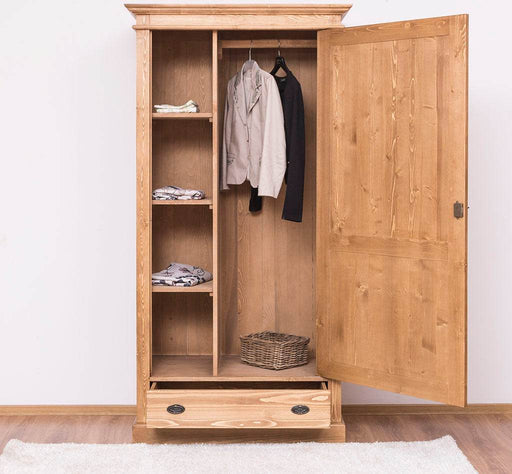 Kleiderschrank aus Massivholz mit Schublade - Pinie