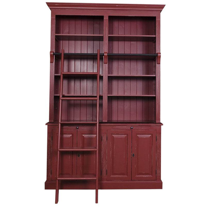 Vintage Bücherschrank aus Massivholz | Bibliothek | 2-teilig - Rot