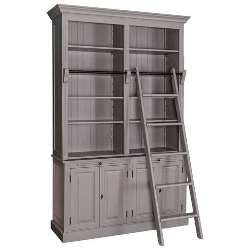 Vintage Bücherschrank aus Massivholz | Bibliothek | 2-teilig - Grau
