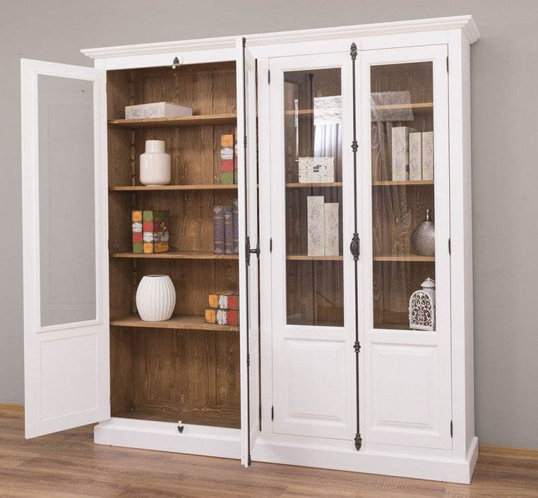 Großer Bücherschrank aus Massivholz mit externem Verschlusssystem | Vitrine | 4-türig - Weiß