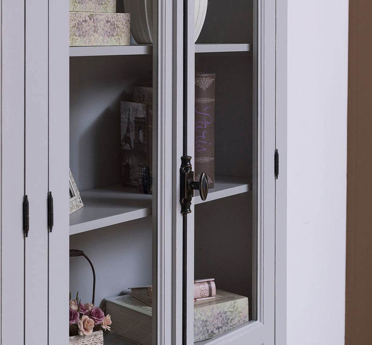 Großer Bücherschrank aus Massivholz mit externem Verschlusssystem | Vitrine | 4-türig - Weiß