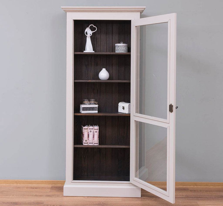 Schmaler Vitrinenschrank - in verschiedenen Farben - Taupe