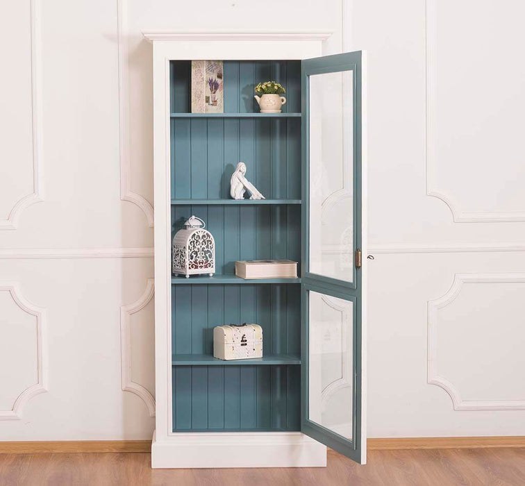 Schmaler Vitrinenschrank - in verschiedenen Farben - Blau