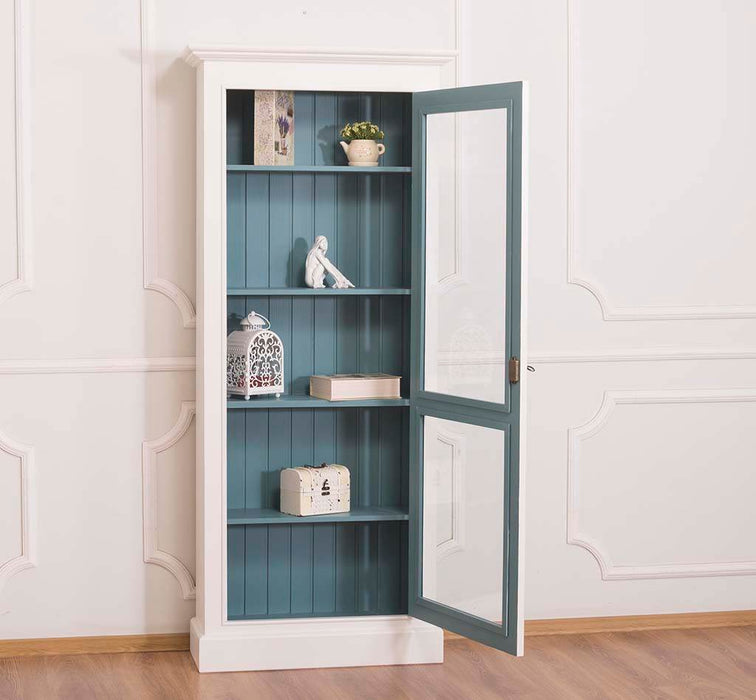 Schmaler Vitrinenschrank - in verschiedenen Farben - Blau