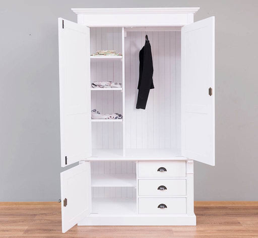Schmaler Kleiderschrank aus Massivholz - Weiß