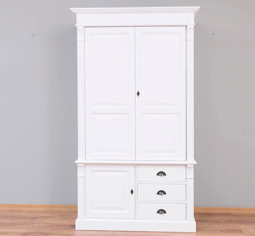 Schmaler Kleiderschrank aus Massivholz - Weiß