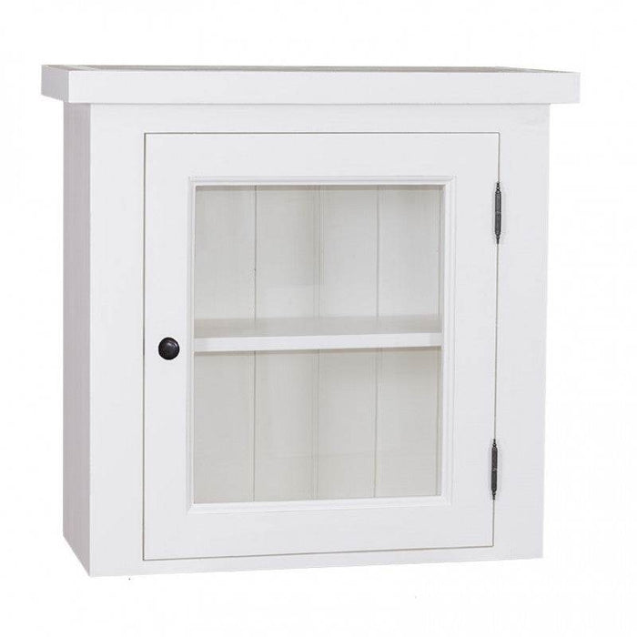 Kleiner Hängeschrank aus Massivholz mit Glastür - Weiß