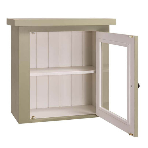 Kleiner Hängeschrank aus Massivholz mit Glastür - Salbei