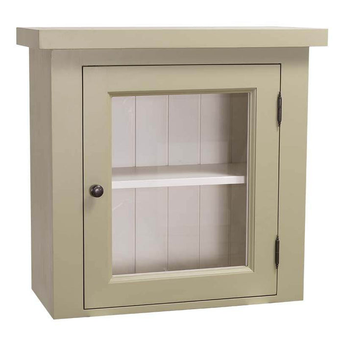 Kleiner Hängeschrank aus Massivholz mit Glastür - Salbei