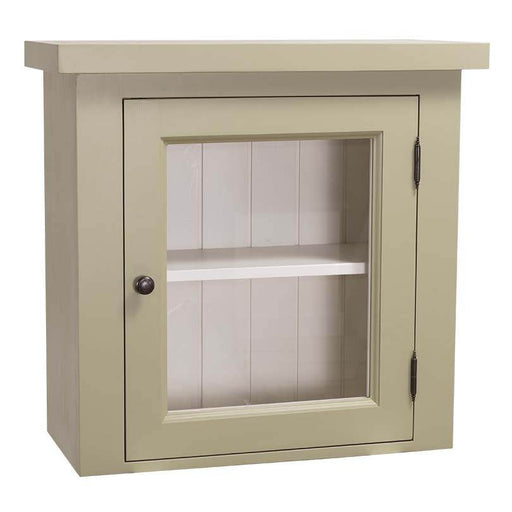 Kleiner Hängeschrank aus Massivholz mit Glastür - Salbei