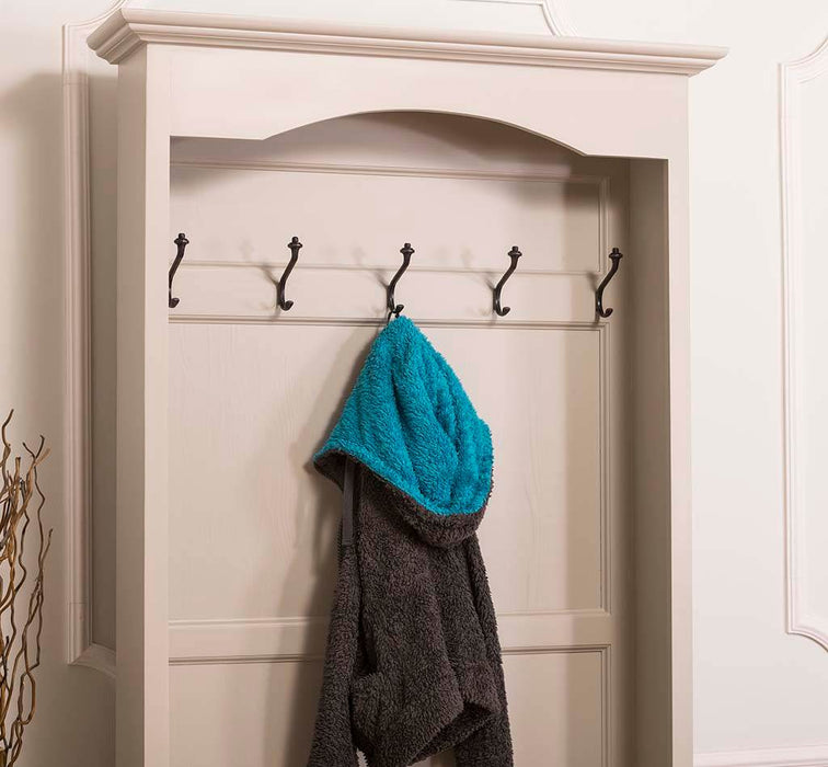 Garderobenschrank aus Massivholz mit 5 Haken & Stauraum - Creme