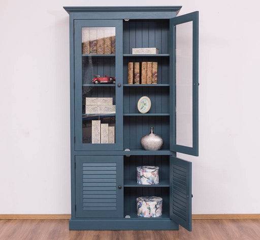 Landhaus Vitrinenschrank | Vitrine - Blau