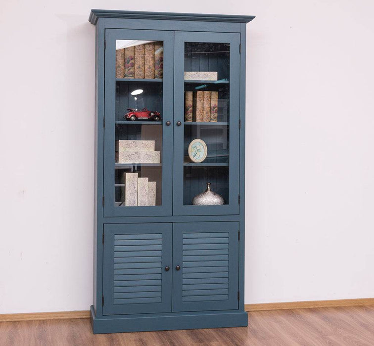 Landhaus Vitrinenschrank | Vitrine - Blau