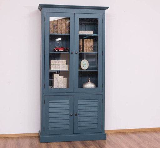 Landhaus Vitrinenschrank | Vitrine - Blau