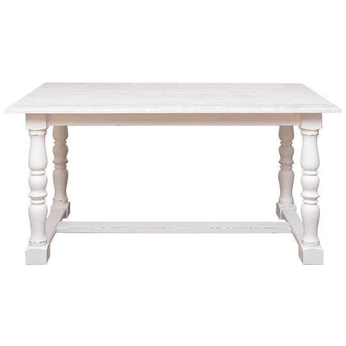 Massiver Esstisch im Landhausstil mit gedrehten Beinen - 210 x 90 x 78 / Vintage | Weiß