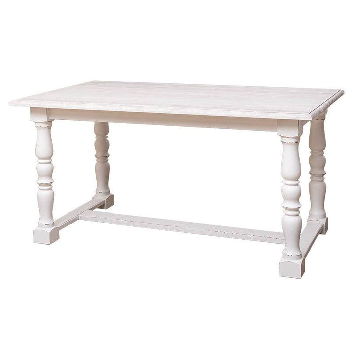 Massiver Esstisch im Landhausstil mit gedrehten Beinen - 210 x 90 x 78 / Vintage | Weiß