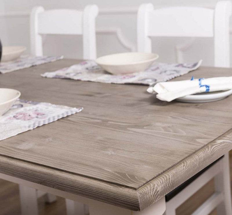 Massiver Esstisch im Landhausstil mit gedrehten Beinen - 210 x 90 x 78 / Vintage | Weiß