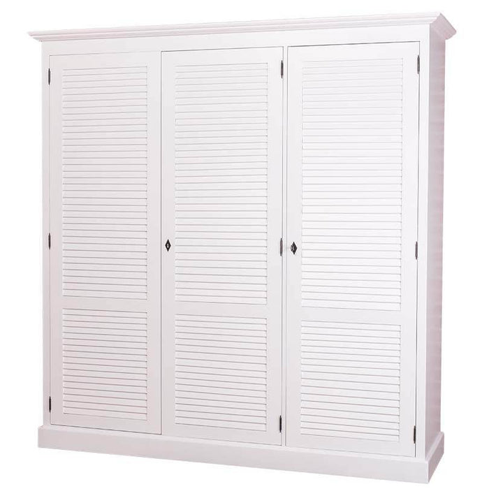 Abschließbarer Kleiderschrank aus Massivholz mit Lamellentüren - Geflammt