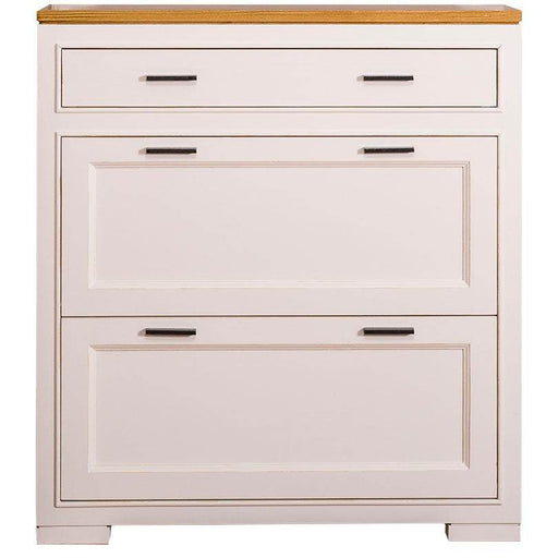 Schuhschrank aus Massivholz mit Kippfächern -