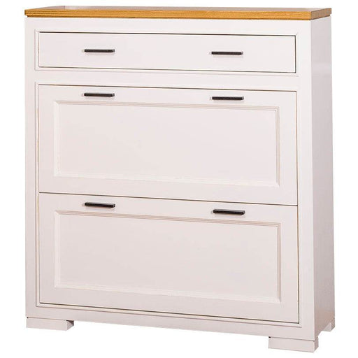 Schuhschrank aus Massivholz mit Kippfächern -