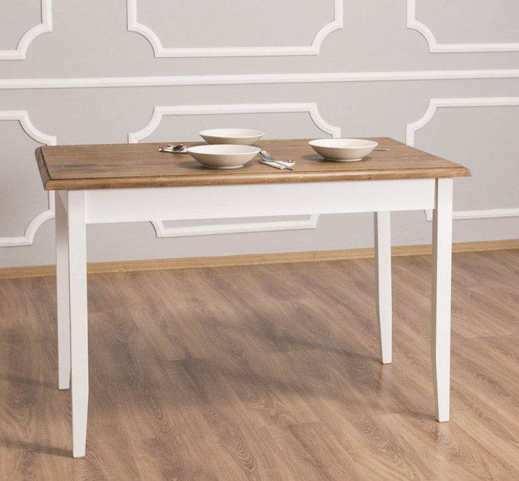 Esstisch aus Massivholz | mit Pinien- oder Eichenplatte - 120 x 70 x 78 / Pinie gewachst | Weiß