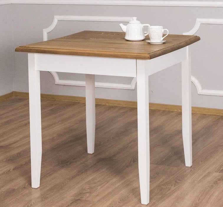 Esstisch aus Massivholz | mit Pinien- oder Eichenplatte - 80 x 80 x 78 / Eiche gebürstet | Weiß