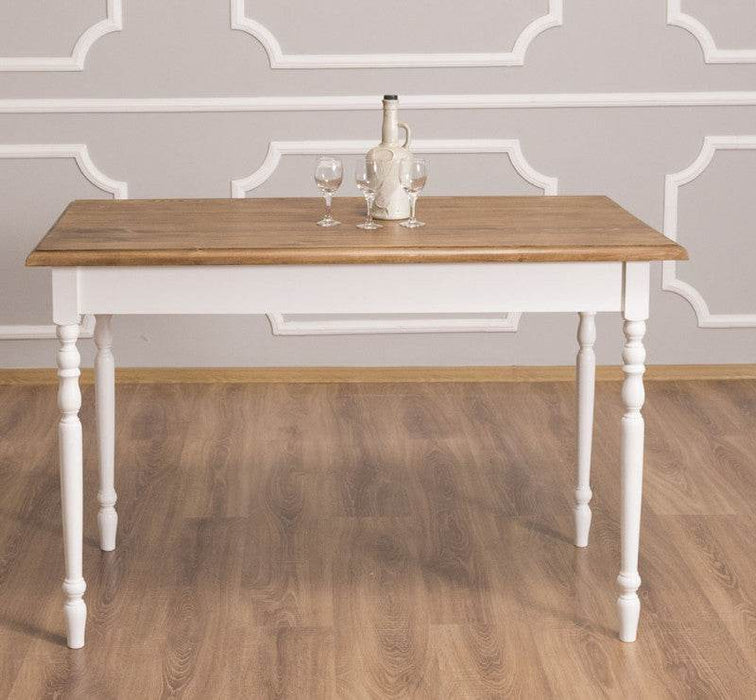 Esstisch aus Massivholz in verschiedenen Größen - 140 x 70 x 78 / Weiß | Eiche gewachst