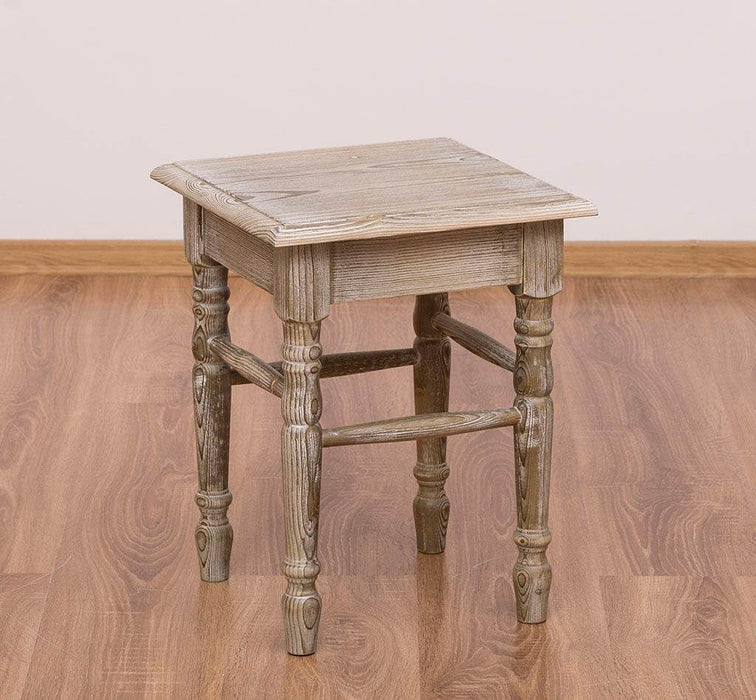 Hocker aus Massivholz mit gedrechselten Beinen - Vintage Grün