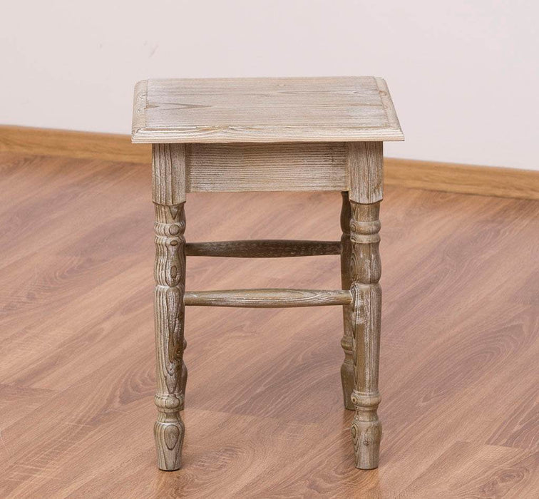 Hocker aus Massivholz mit gedrechselten Beinen - Vintage Grün