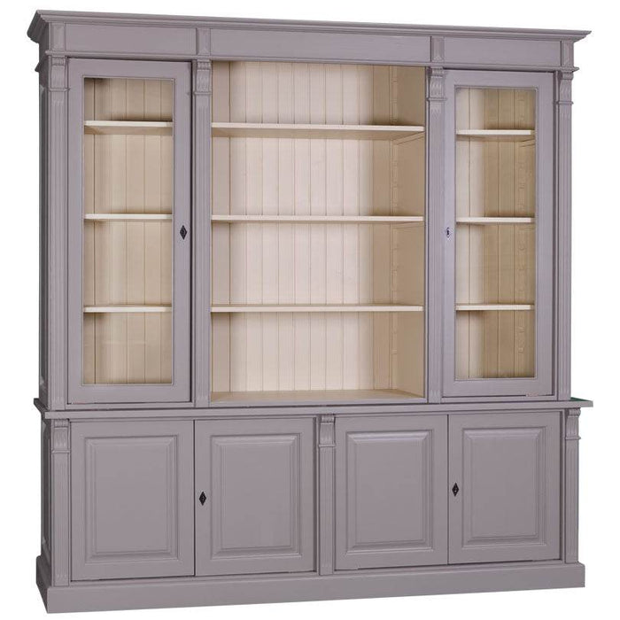 Vintage Bibliothek aus Massivholz | Bücherschrank | Aktenschrank | 2-teilig - Grau
