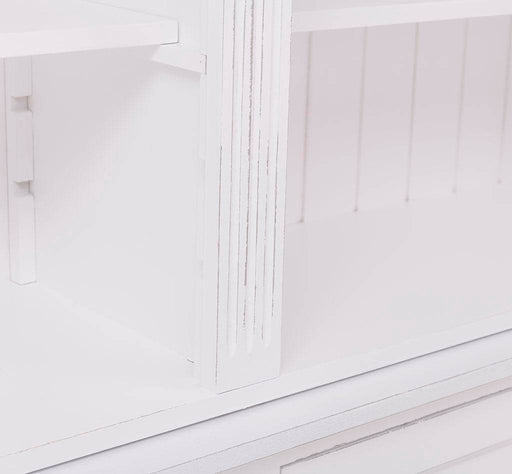Hoher Wohnzimmerschrank aus Massivholz | Bücherschrank mit 4 Schiebetüren -