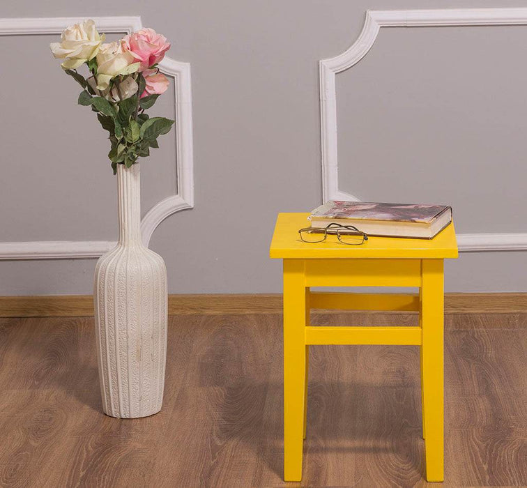 Hocker aus Massivholz - Vintage | gelb