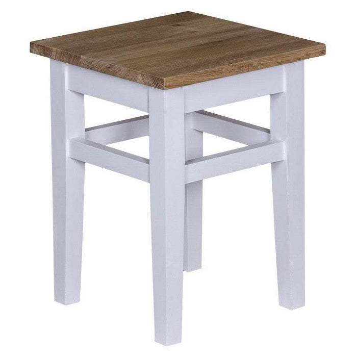 Hocker aus Massivholz mit Sitzfläche aus Eiche - Eiche | geölt | weiß