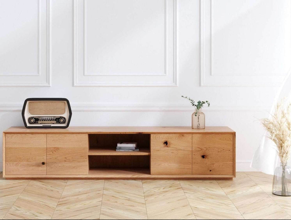 TV-Board aus massiver Eiche |Zwei- oder viertüriges Lowboard Pavo in verschiedenen Größen - 160 x 45 x 43