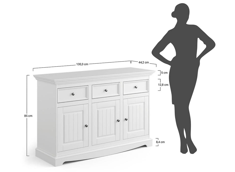 Kommode Belluno Elegante in Graphit | Sideboard mit drei Schubladen und Türen