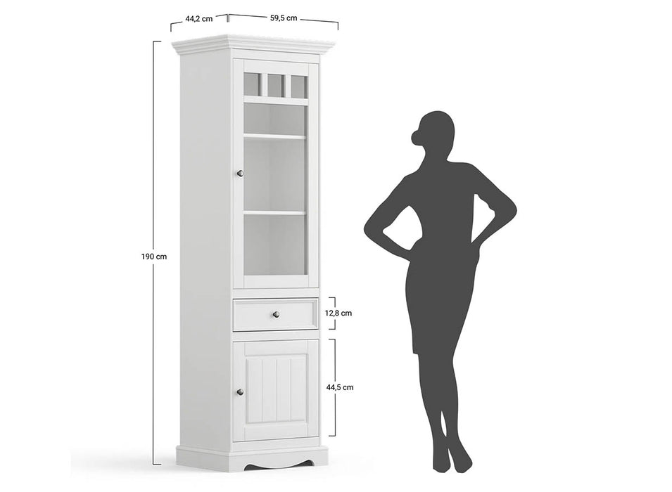 Schmale Standvitrine Belluno Elegante mit Glastür in Graphit