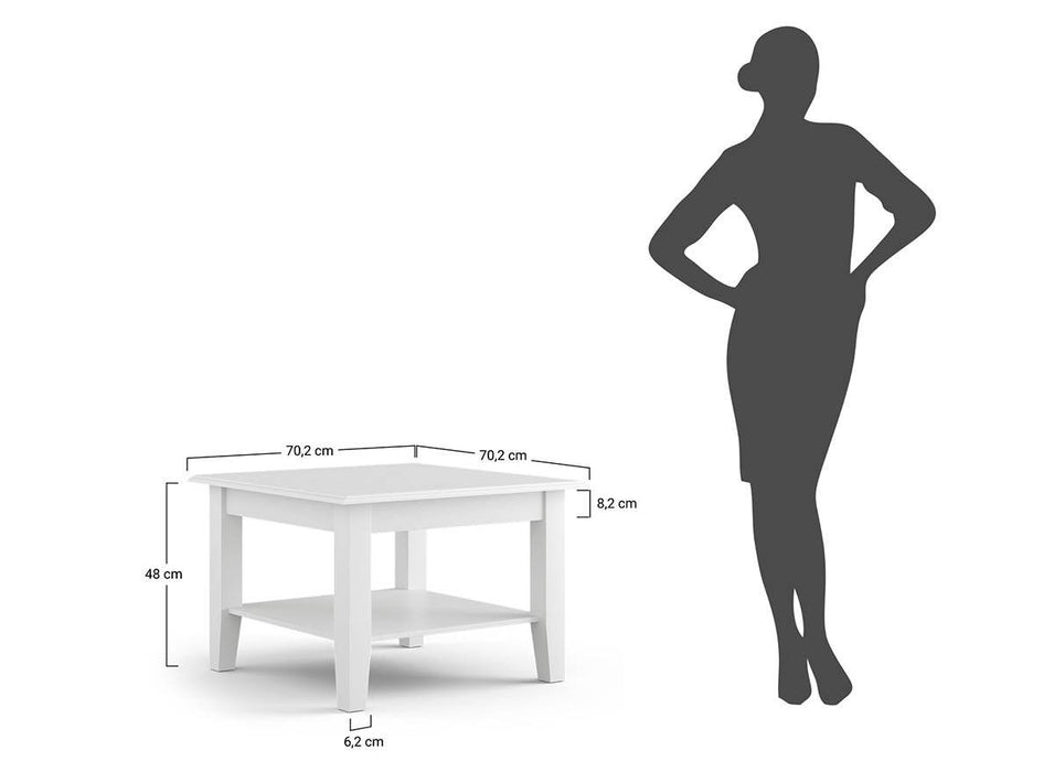 Couchtisch Belluno Elegante aus Massivholz in Weiß - 
