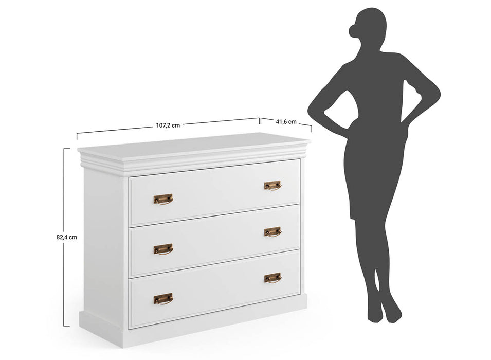 Landhaus Sideboard Toskania aus Massivholz gebeizt mit drei Schubladen