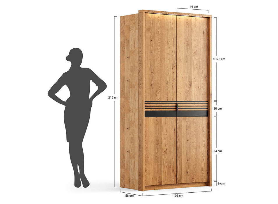 Moderner Kleiderschrank aus massiver Eiche | Beleuchteter Schrank Ravello 2
