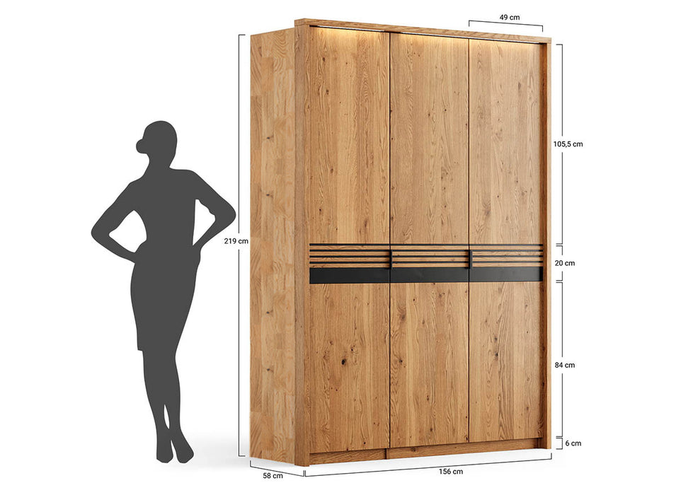 Moderner Kleiderschrank aus massiver Eiche | Beleuchteter Schrank Ravello 3