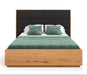 Hohes Bett mit Bettkasten aus massiver Eiche | DOME Z Bett mit Kopfteil Textil in verschiedenen Farben - Anthrazit / 140 x 200