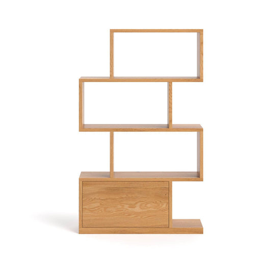 Kleines Regal aus massiver Eiche | Raumteiler Domino mit Schublade in verschiedenen Größen - 80 x 30 x 132