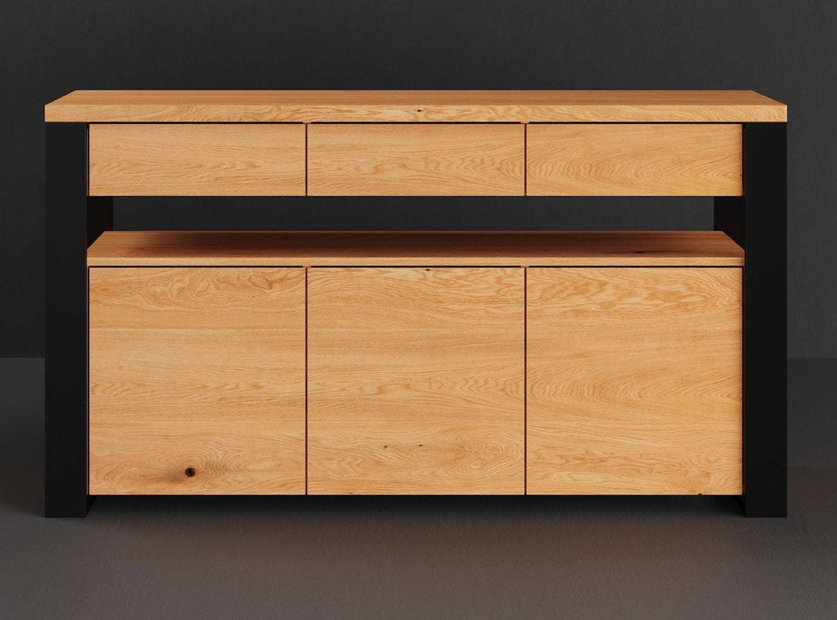 Industrial Sideboard aus massiver Eiche | Dreitürige Kommode Hylde in verschiedenen Größen