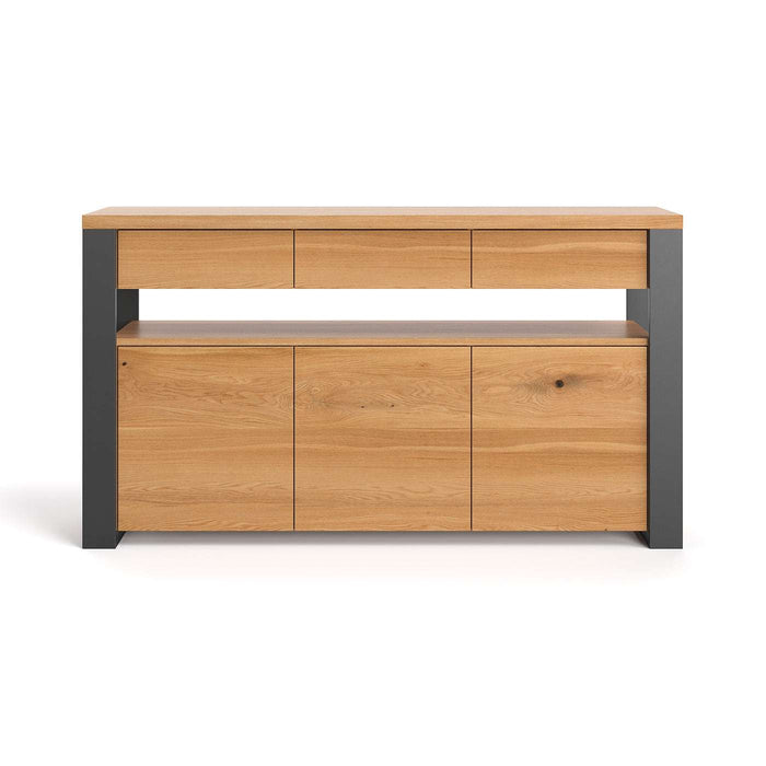 Industrial Sideboard aus massiver Eiche | Dreitürige Kommode Hylde in verschiedenen Größen