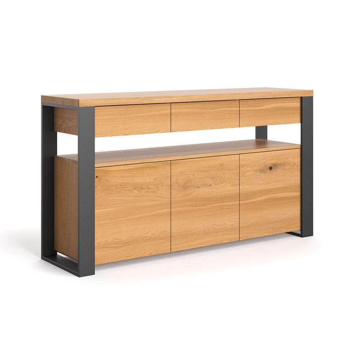 Industrial Sideboard aus massiver Eiche | Dreitürige Kommode Hylde in verschiedenen Größen